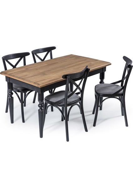 Rustik Siyah Eskitme Masa Takımı