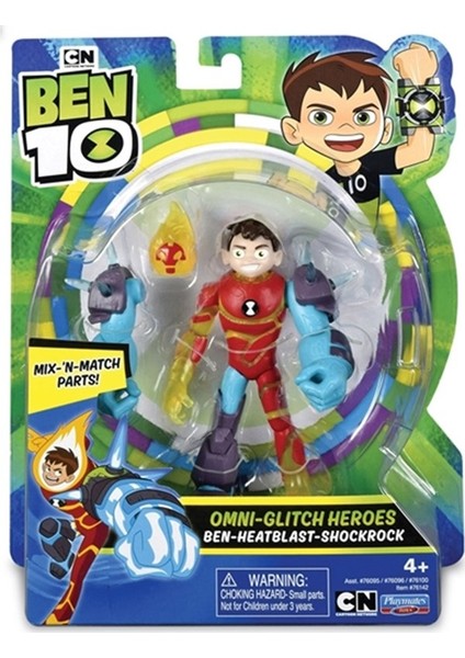 Ben 10 Aksiyon Figürleri Omni Glitch Heroes Ben Heatblast Shockrock