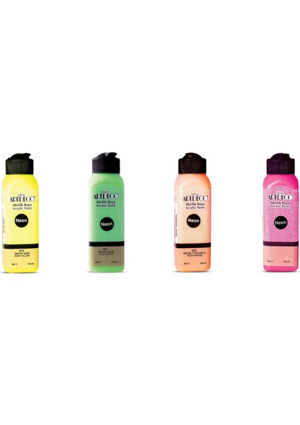 Akrilik Boya 140 ml Neon Renkler 4'lü