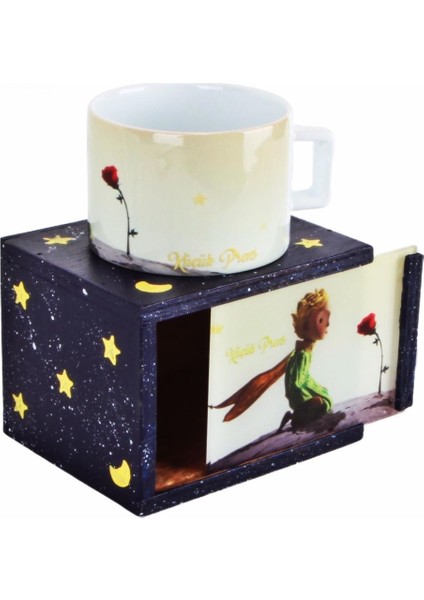 Küçük Prens Ahşap Kutulu Kupa 3D Pleksi Baskı Küçük Prens ve Gül Kapak fiyatları