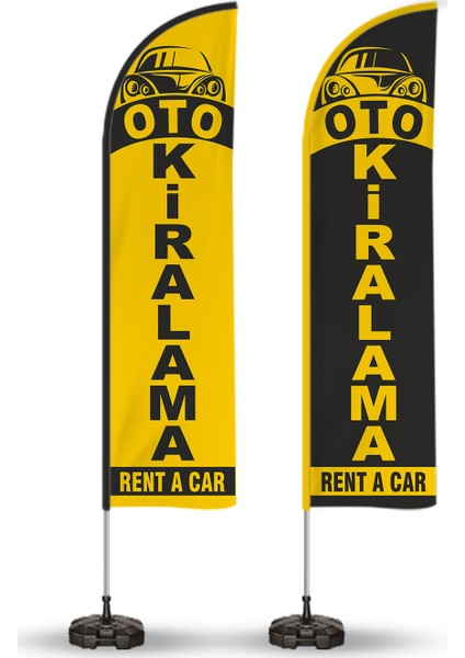 Oto Kiralama Yönlendirme Tanıtım ve Reklam Yelken Bayragı 2 Adet