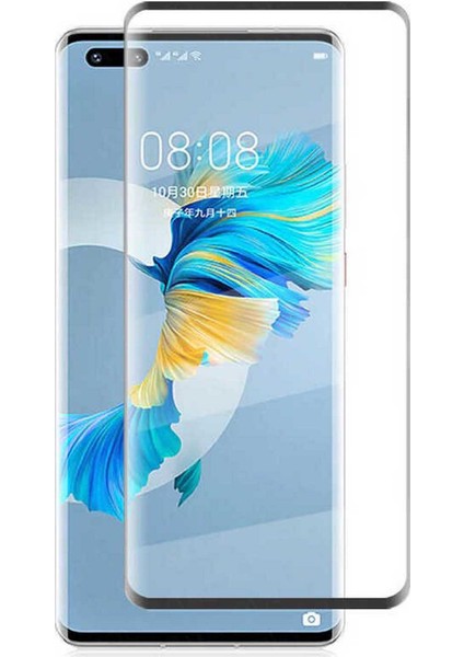 Huawei Mate 40 Pro Cam Ekran Koruyucu Tam Kaplayan Süper Jelatin Pet Siyah