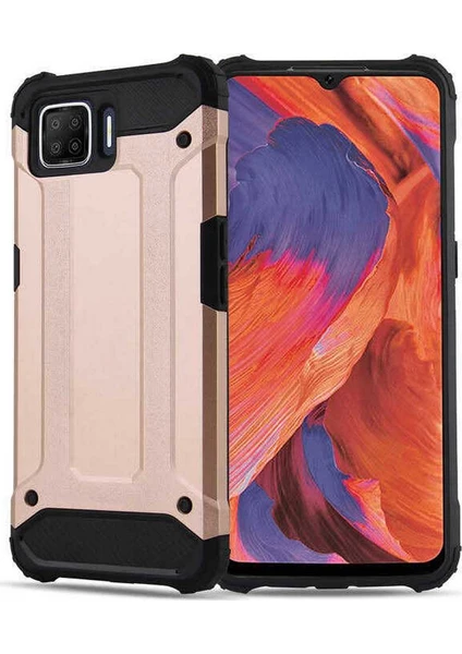 Case 4U Oppo A73 Kılıf Military Armor Çift Katmanlı Crash Silikon Kılıf Rose Gold