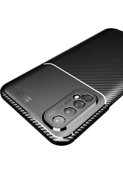 Oppo Realme 7 Kılıf Rugged Armor Karbon Desenli Lüx Negro Silikon Arka Kapak Siyah