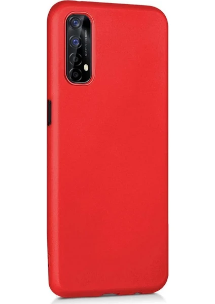 Case 4U Oppo Realme 7 Kılıf Klasik Mat Renkli Yumuşak Premier Silikon Kırmızı