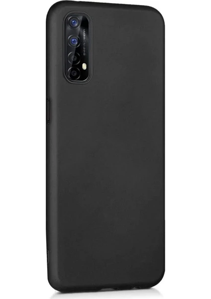 Case 4U Oppo Realme 7 Kılıf Klasik Mat Renkli Yumuşak Premier Silikon Siyah