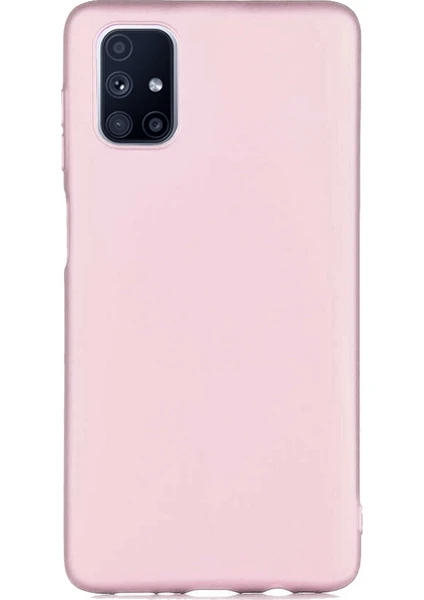 Case 4U Samsung Galaxy M51 Kılıf Klasik Mat Renkli Yumuşak Premier Silikon Rose Gold