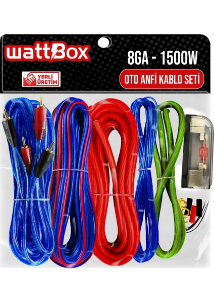 Oto Anfi Kablo Seti Full 8ga 1500W Wattbox