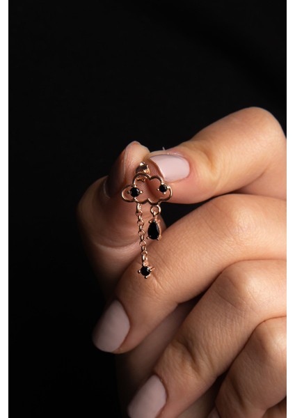 Bulut Motifli Parlak Zirkon Taşlı Rose Altın Kaplama Gümüş Küpe 925 Ayar fiyatları