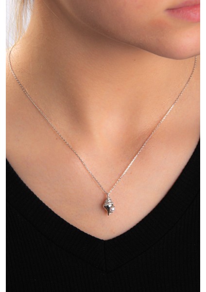 Deniz Kabuklu Rose Altın Kaplama Kadın Gümüş Kolye 925 Ayar modelleri