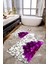 3 Boyutlu Mor Çiçekli Paspas Takımı MKTPP-2010 60 x 100 cm 50 x 60 cm 1