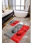 Gri Kırmızı Kelebek 2'li Banyo Paspas Takımı MKTBP-0122 60X100/50X60 1