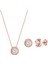 Pırlanta Modeli Rose Kolye Küpe Gümüş Set 1