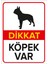 - Dikkat Köpek Var Levhası Siyah Boston Terrier - Sac Malzeme 25 x 35 cm 1