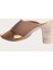 Deri Kahverengi Kadın Topuklu Terlik 4