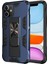 Apple iPhone 11 Kapak Standlı Mıknatıslı Tank Kılıf Lacivert 1