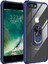 Apple iPhone 7 Plus Kapak Şeffaf Yüzüklü Kenar Korumalı Standlı Kılıf Lacivert 1