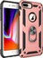 Apple iPhone 8 Plus Kapak Military Yüzüklü Stantlı Panzer Tank Kılıf Rose Gold 1