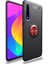 Huawei P Smart Pro 2019 Kılıf Renkli Yüzüklü Manyetik Silikon Kapak Siyah - Kırmızı 1