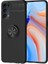Oppo Reno 4 Kapak Renkli Yüzüklü Manyetik Stant Silikon Kılıf Siyah 1