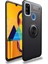 Samsung Galaxy M30S Kılıf Renkli Yüzüklü Manyetik Silikon Kapak Siyah 1