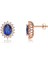 Oval Safir Taşlı Anturaj Rose Gümüş Küpe 1