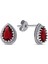 Rodyum Kaplama Garnet Zirkon (Koyu Kırmızı) Taşlı Damla Zirkon Tektaş Gümüş Küpe 1