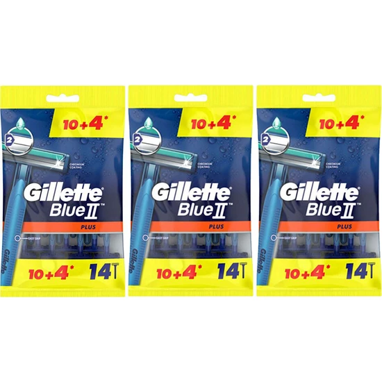 Gillette Blue2 Plus Kullan At Tıraş Bıçağı 14' lü x 3 Paket