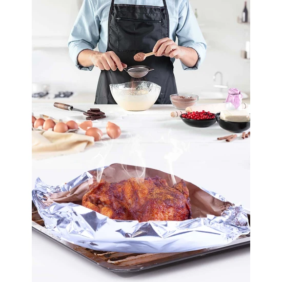 Roll-Up Akıllı Folyo ve Yağlı Kağıt 2'si 1 Arada Sar Pişir 30cm x 8m (3 Rulo)