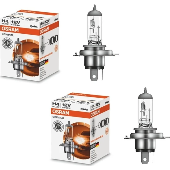 Osram H4 Far Ampulü 12V 60/55W Tırnaklı P43T 64193-MADE In Germany- 2 Adet