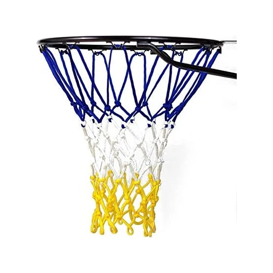 Özbek Basketbol Filesi 4mm Polys. Sax Mavi - Beyaz - Sarı - 2 Adet (Basketbol Pota Ağı)