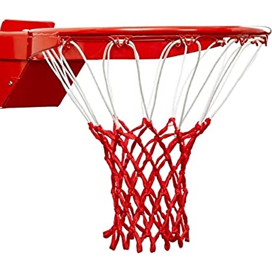 Özbek Basketbol Filesi 4mm Polys. Beyaz - Kırmızı - 2 Adet (Basketbol Pota Ağı)