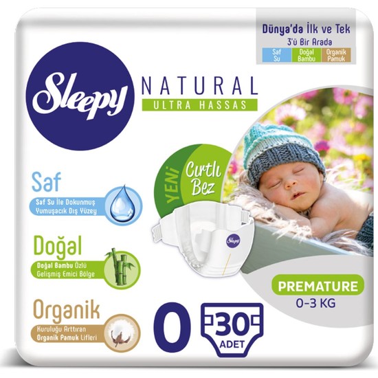 Sleepy Natural Bebek Bezi Premature 0 Beden Jumbo