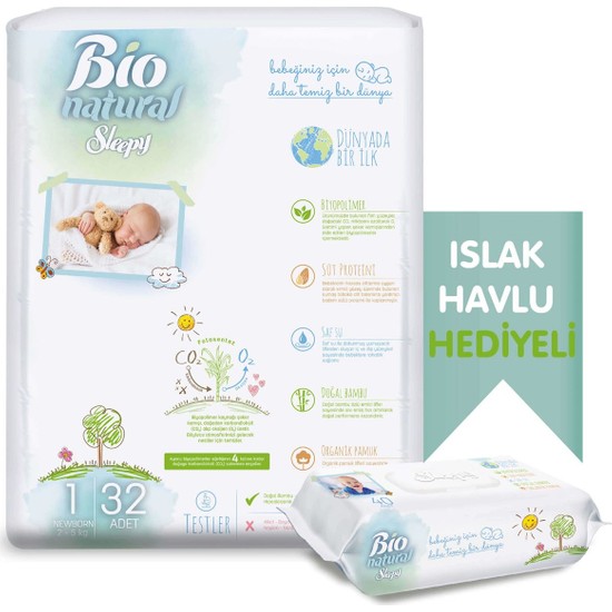 Sleepy Bio Natural Bebek Bezi 1 Numara Yenidoğan 32 Adet