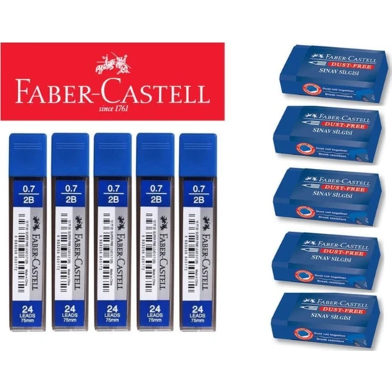 Faber-Castell Sınav Silgisi 5'li  + 0.7 mm Uç 5'li