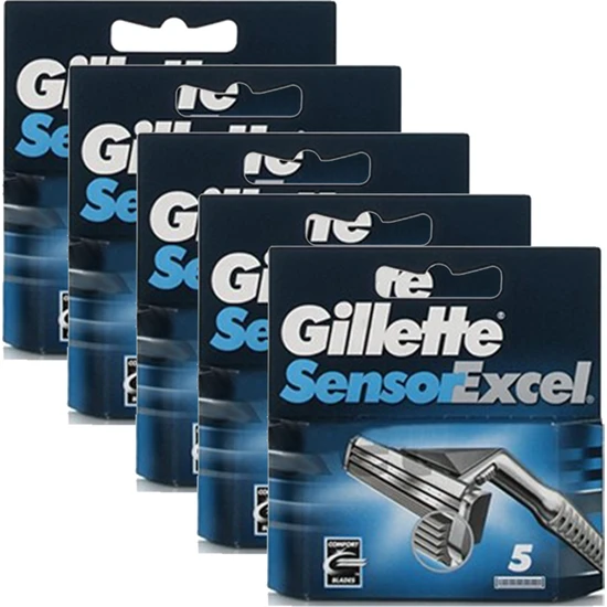 Gillette Sensor Excel 5\'li Yedek Tıraş Bıçağı x 5 Paket