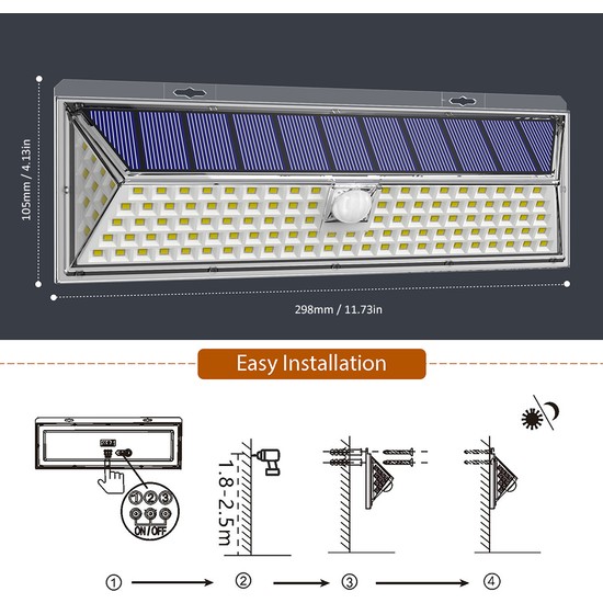 Mbw 126 LED Güneş Işık Duvara Monte Lamba Aydınlatma Siyah Fiyatı Mbw 126 LED Güneş Işık Duvara Monte Lamba Aydınlatma Siyah Fiyatı