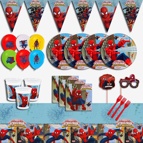 Spiderman 16 Kişilik Doğum Günü Parti Malzemeleri Seti