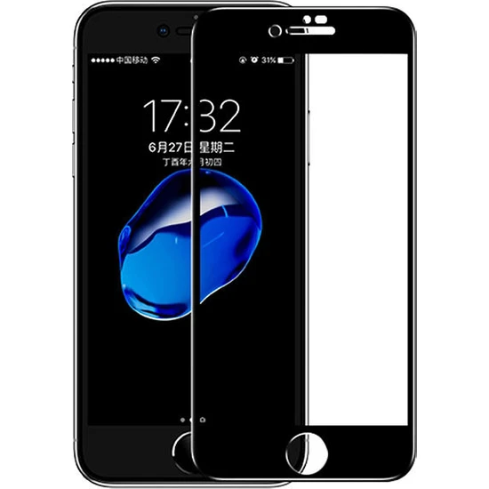 SKV Mobile Apple iPhone 7 Plus  8 Plus  Tam Ekran Koruyucu Kırılmaz Cam Siyah