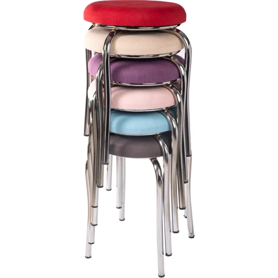 Ekip Shop Tabure Mutfak Sandalyesi Tay Tüyü Kumaş 6 Adet