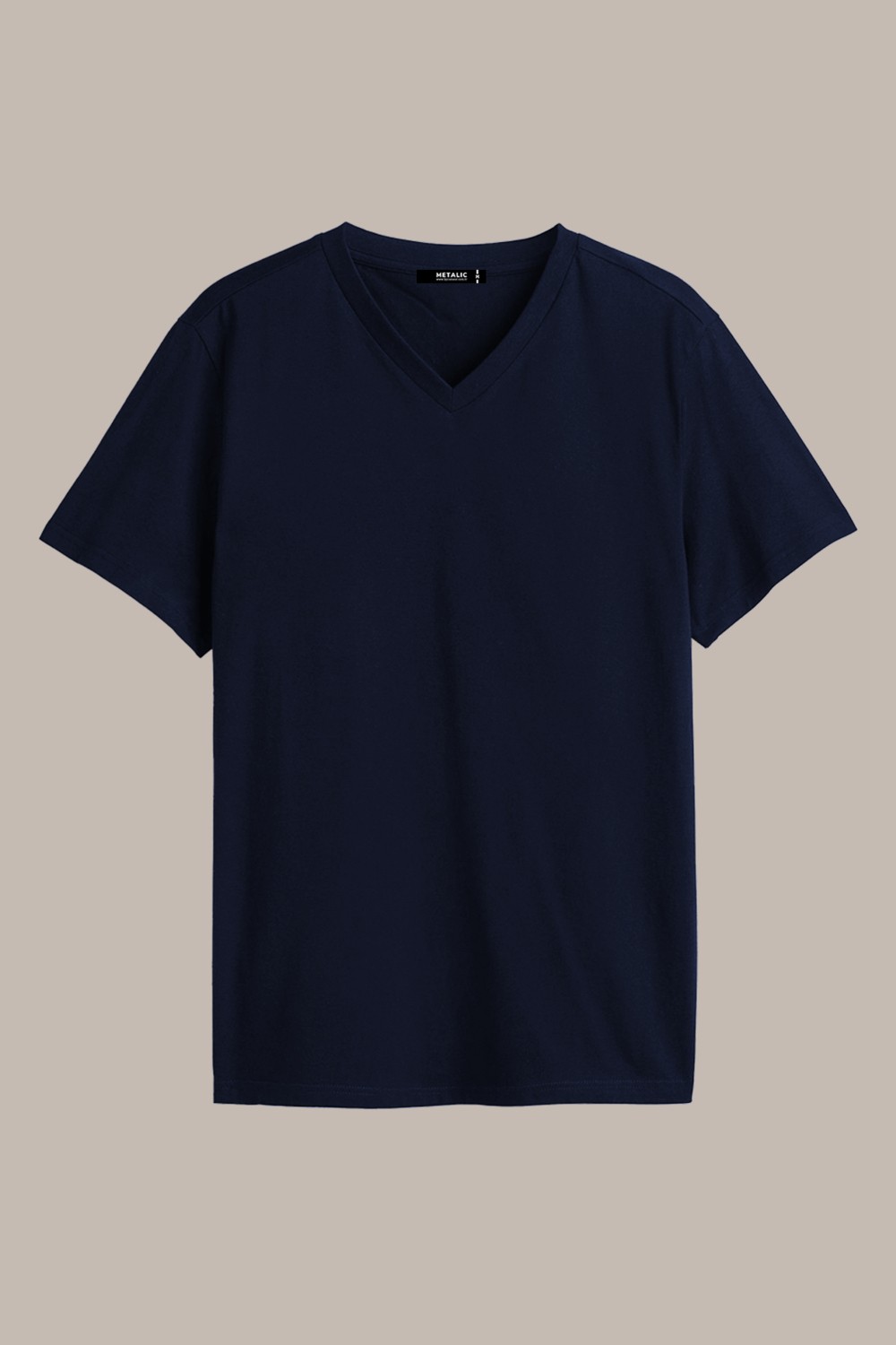 Mmetalic Metalıc Erkek Haki Pamuklu Kısa Kollu V Yaka T-Shirt