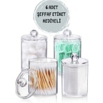 Böğürtlen Home 6'lı Etiket Hediyeli 4'lü Banyo Düzenleyicisi Kulak Pamuğu Pamukluk Diş Ipi Pamukluk ve Makyaj Düzenleyicisi Organizer