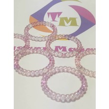 TM Tasarım Mağazası 12 Adet Pembe Şeffaf Boncuklu Peçete Yüzüğü Halkası - Halka 4 cm