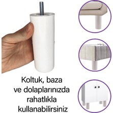Glaswen 8 Adet Silindir Destek Ayağı 12 cm Beyaz Sert Plastik Gizli Mobilya Kanepe Baza Koltuk Dolap Sehpa Tv Ünitesi Ayağı
