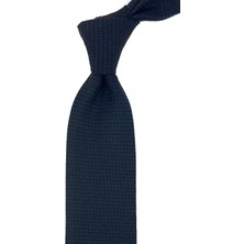 Kravatkolik Lacivert - Siyah Kare Desen Mendilli Klasik Yün Kravat KK12101