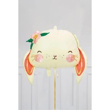 Pekshop Çiçekli Tavşan Folyo Balon 60 cm 1 Adet Çok Renkli Eğlenceli Parti Süslemesi