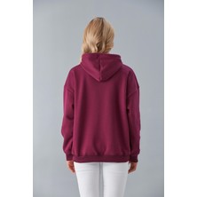 Nurneva Oversize Kapüşonlu Üç Iplik Sweatshirt Mor