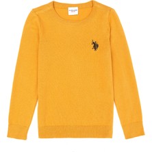 U.S. Polo Assn. Kız Çocuk Hardal Renk Desenli Bisiklet Yaka Kazak / Triko 50275851-VR072