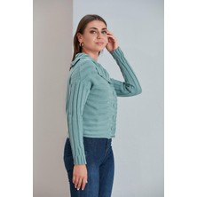 Nurneva Kısa Boy Hırka Gri Mavi