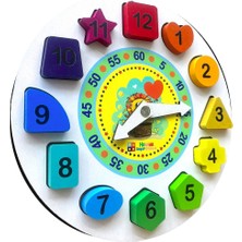 Hamaha Ahşap Eğitici Oyuncak Geometrik Bul Tak Renkli Saat HMH-253